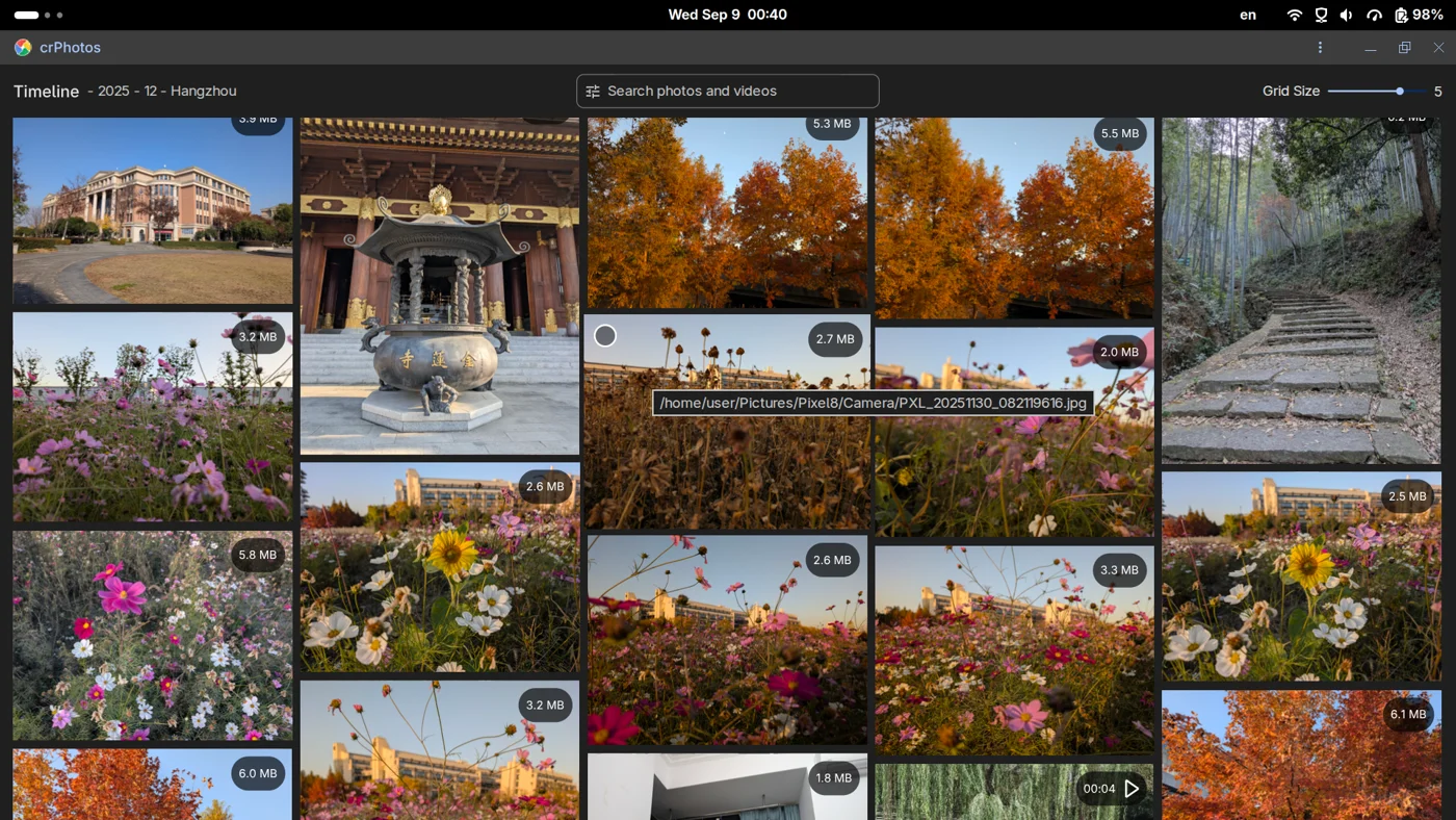 crPhotos masonry photo and video timeline